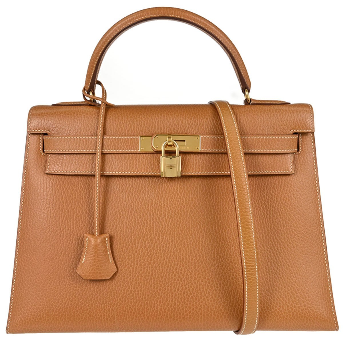 Hermes Kelly Brown Ardennes With Gold Hardware Brown Leather Handbag (Pre-Owned)
