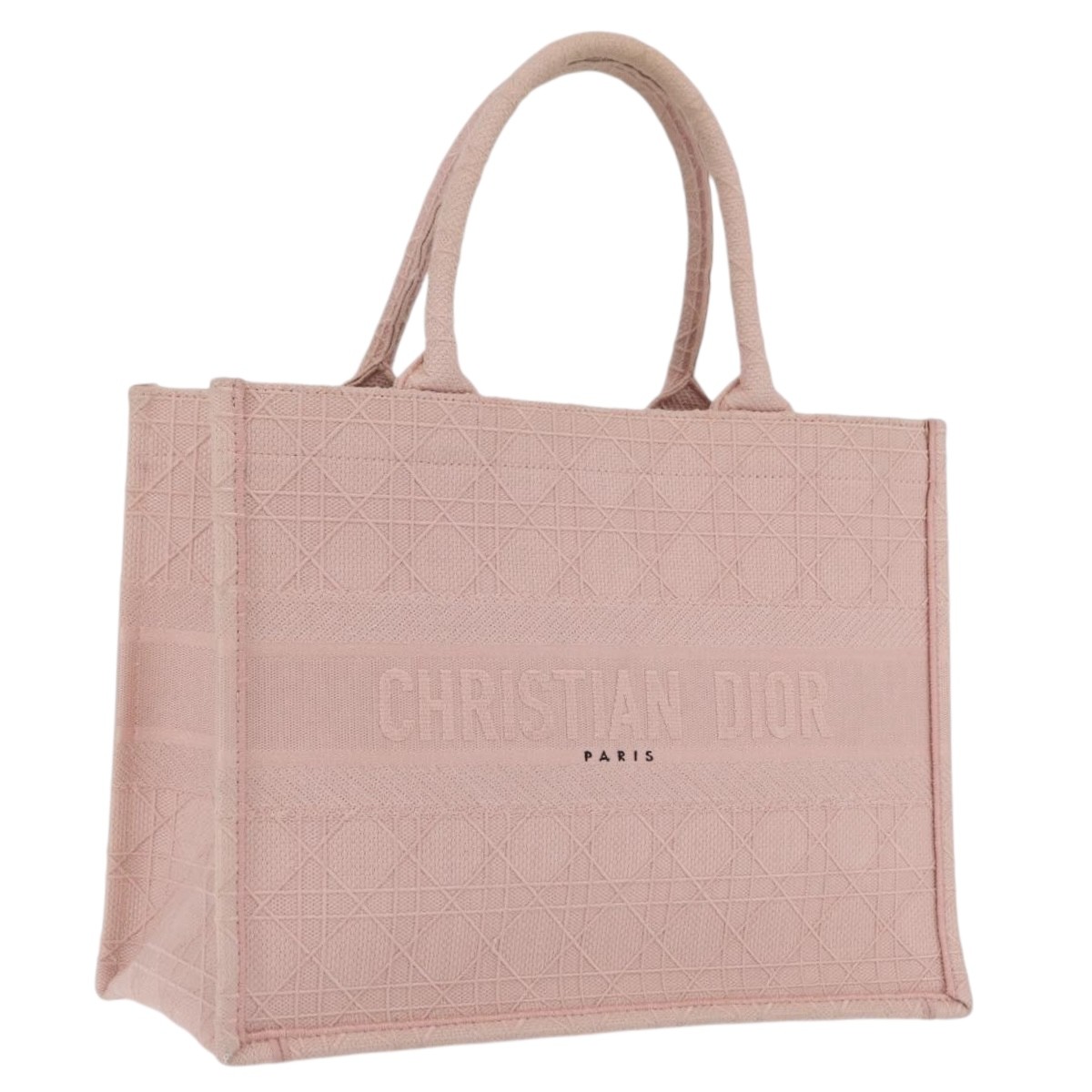 Christian Dior Book Cannage Embroidered Canvas Pink Canvas Tote Bag Bag (Pre-Owned)