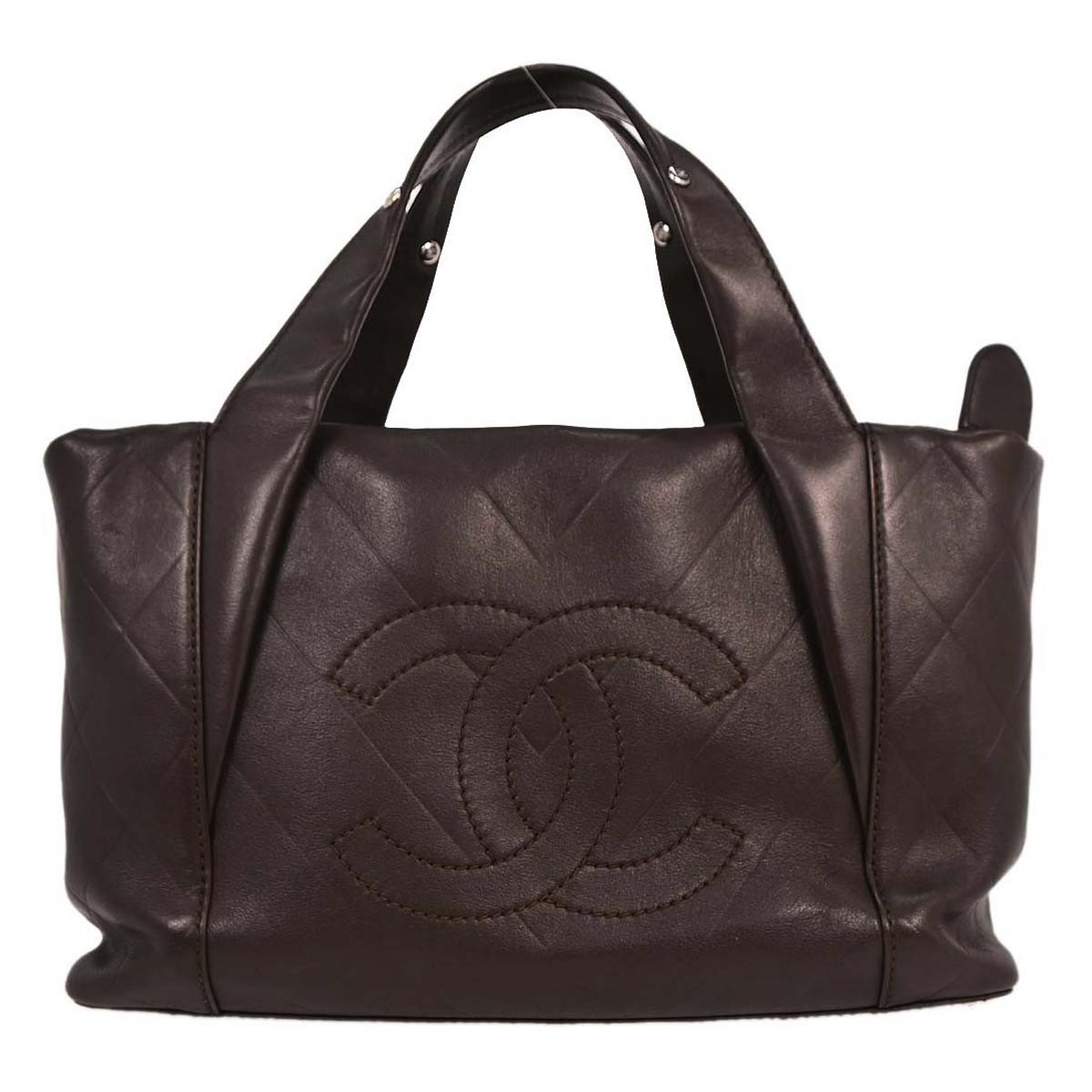 Chanel All Day Long Chevron Leather Brown Leather Tote Bag Bag (Pre-Owned)
