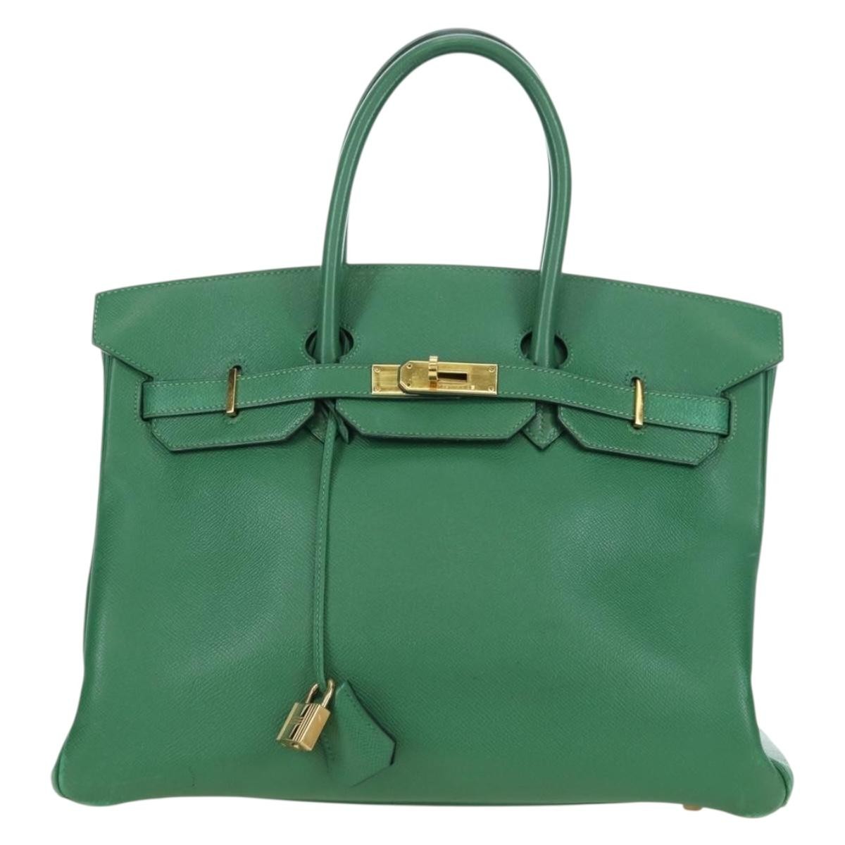 Hermes Birkin Green Togo With Gold Hardware Green Leather Handbag (Pre-Owned)