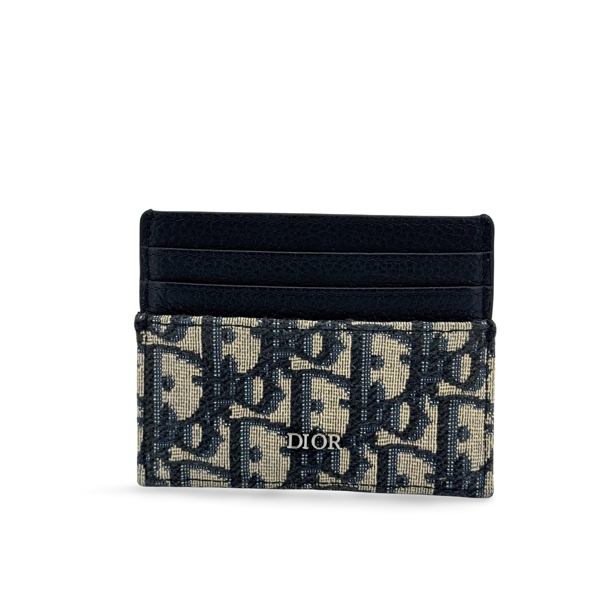 Christian Dior Card Holder Oblique Canvas And Leather Black Canvas Card Holders Accessory (Pre-Owned)