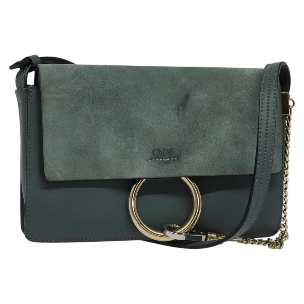 Chloe Faye Leather And Suede Blue Suede Shoulder Bag Bag (Pre-Owned)