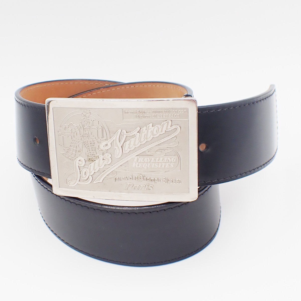 Louis Vuitton Voyage Buckle Belt Leather Black Leather Belts Accessory (Pre-Owned)