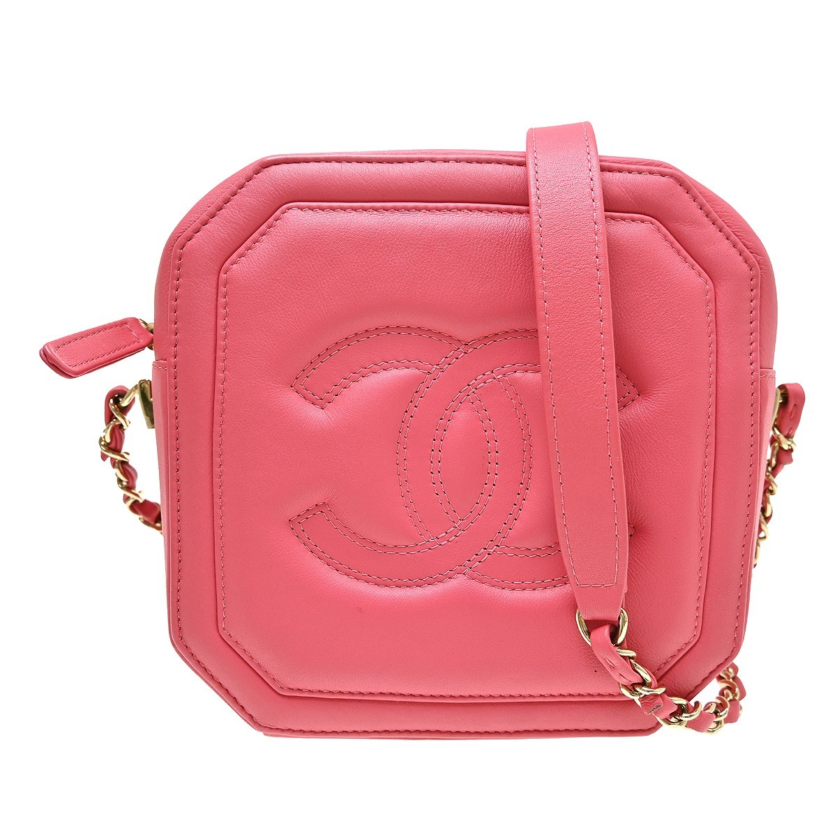 Chanel Timeless Cc Octagon Camera Case Quilted Lambskin Pink Leather Crossbody Bag Bag (Pre-Owned)