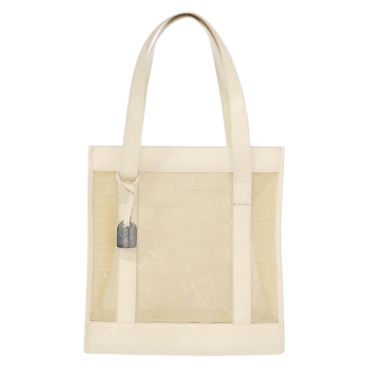 Gucci Vintage Gg Canvas With Leather Beige Plastic Tote Bag Bag (Pre-Owned)