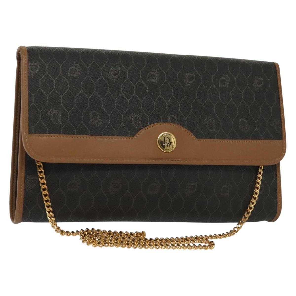 Christian Dior Vintage Honeycomb Zip Coated Canvas Black Canvas Clutche & Pouche Bag (Pre-Owned)