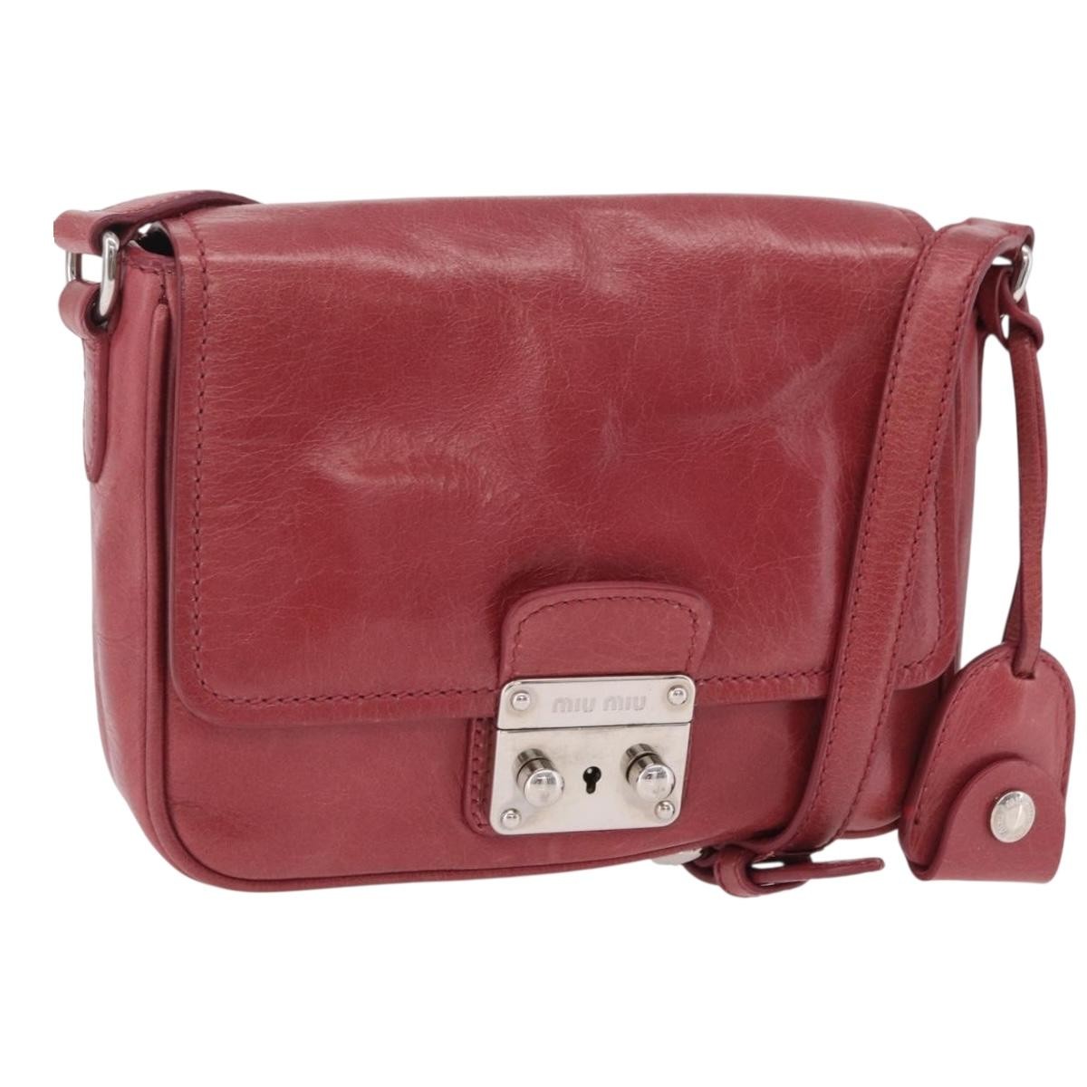 Miu Miu Madras Shoulder Leather Pink Leather Crossbody Bag Bag (Pre-Owned)