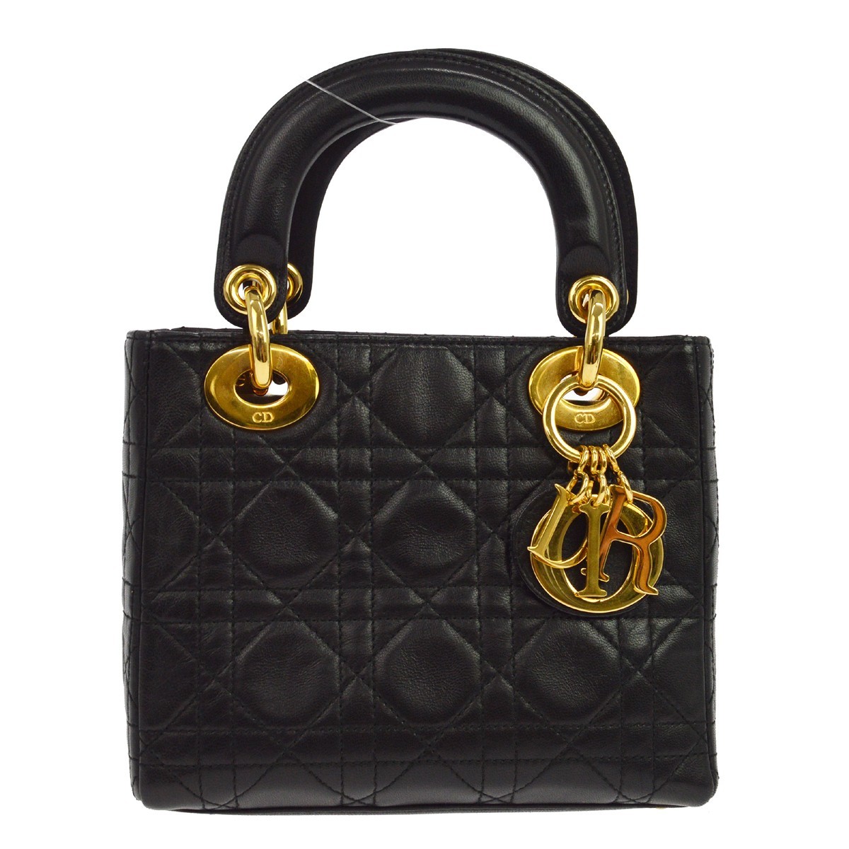 Christian Dior Lady Dior Black Leather Handbag (Pre-Owned)