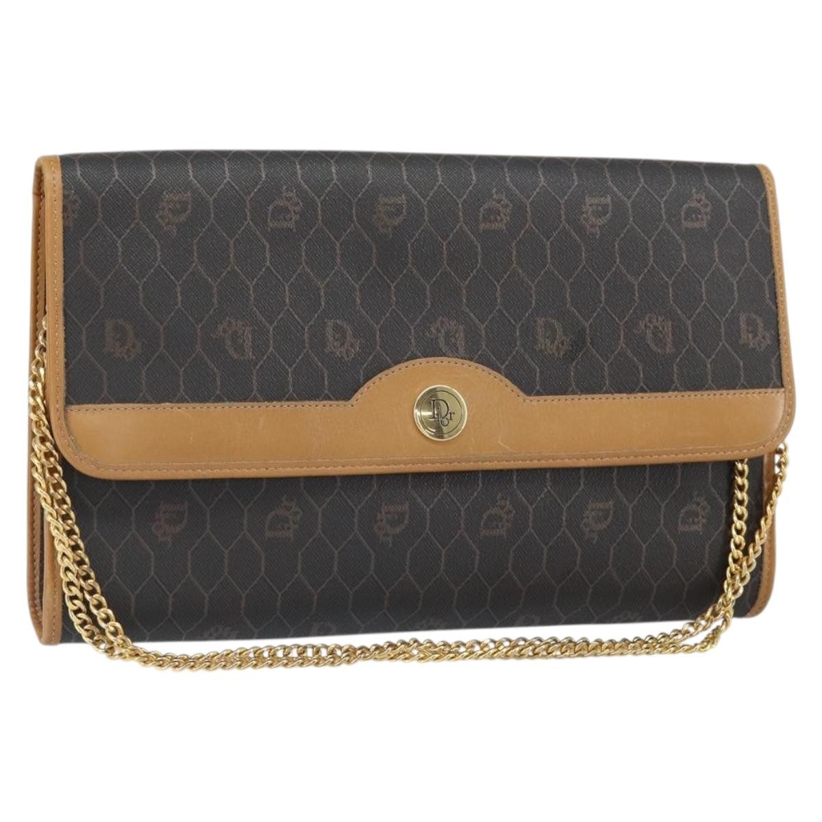 Christian Dior Vintage Honeycomb Zip Coated Canvas Black Canvas Clutche & Pouche Bag (Pre-Owned)