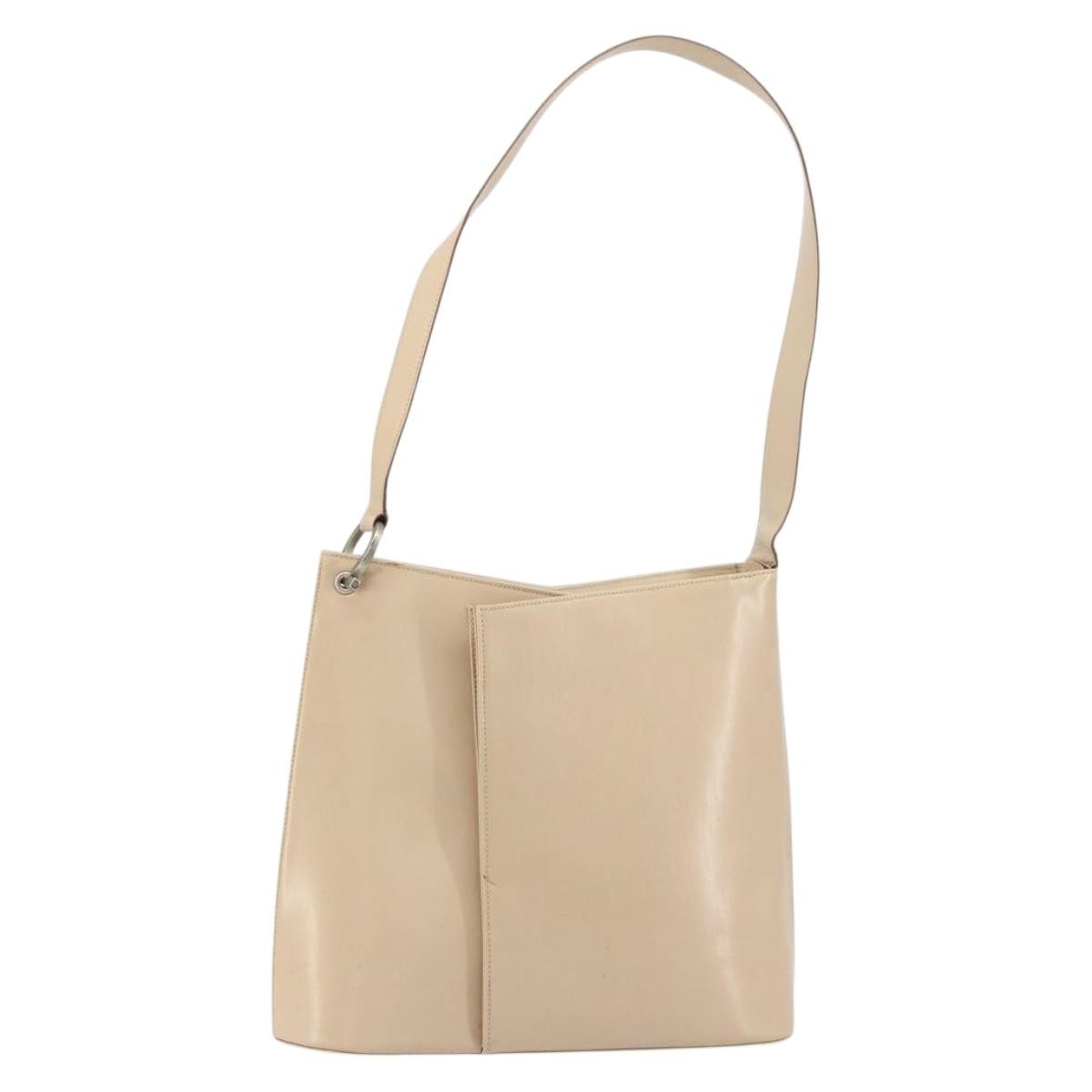 Salvatore Ferragamo Gancini Leather Beige Leather Shoulder Bag Bag (Pre-Owned)
