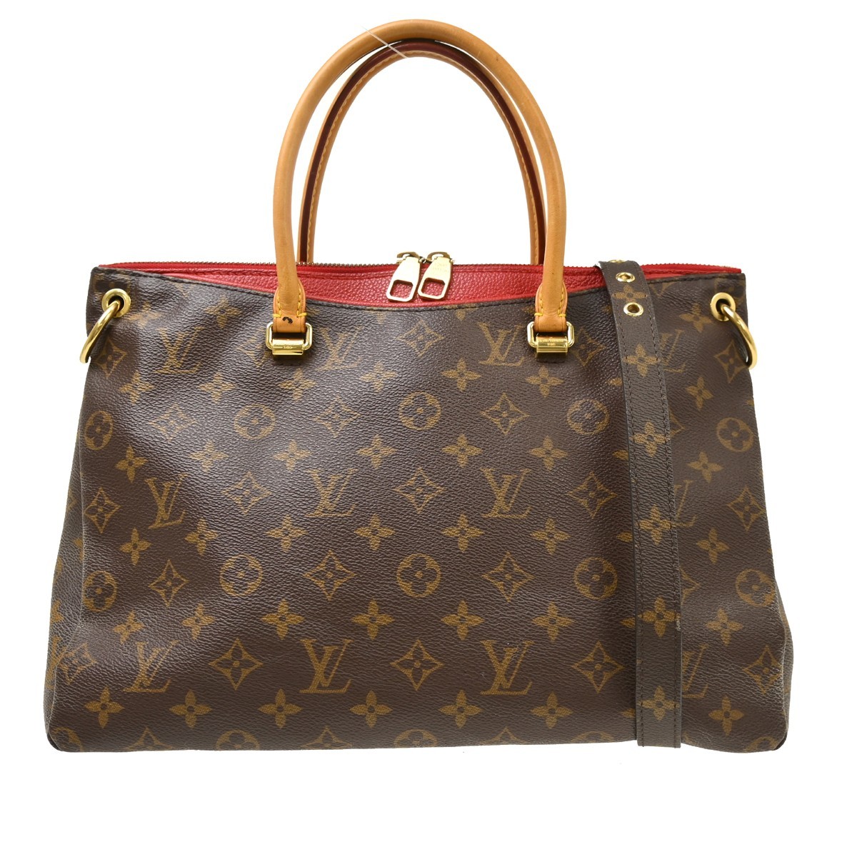 Louis Vuitton Pallas Monogram Canvas With Leather Brown Canvas Tote Bag Bag (Pre-Owned)