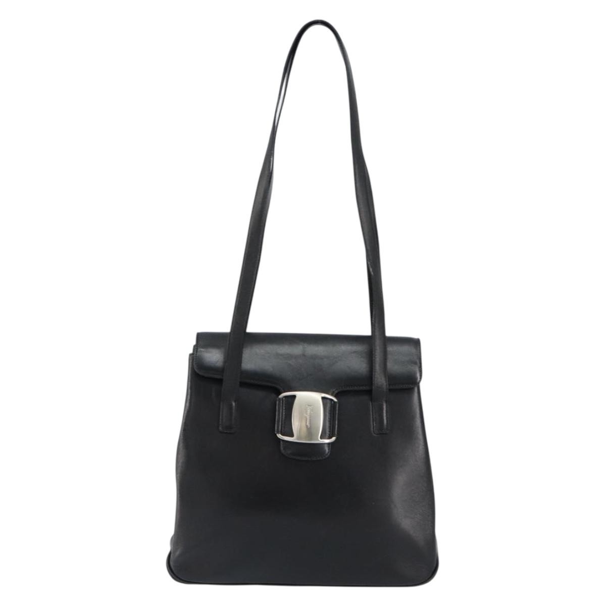 Salvatore Ferragamo Vala Leather Black Leather Shoulder Bag Bag (Pre-Owned)