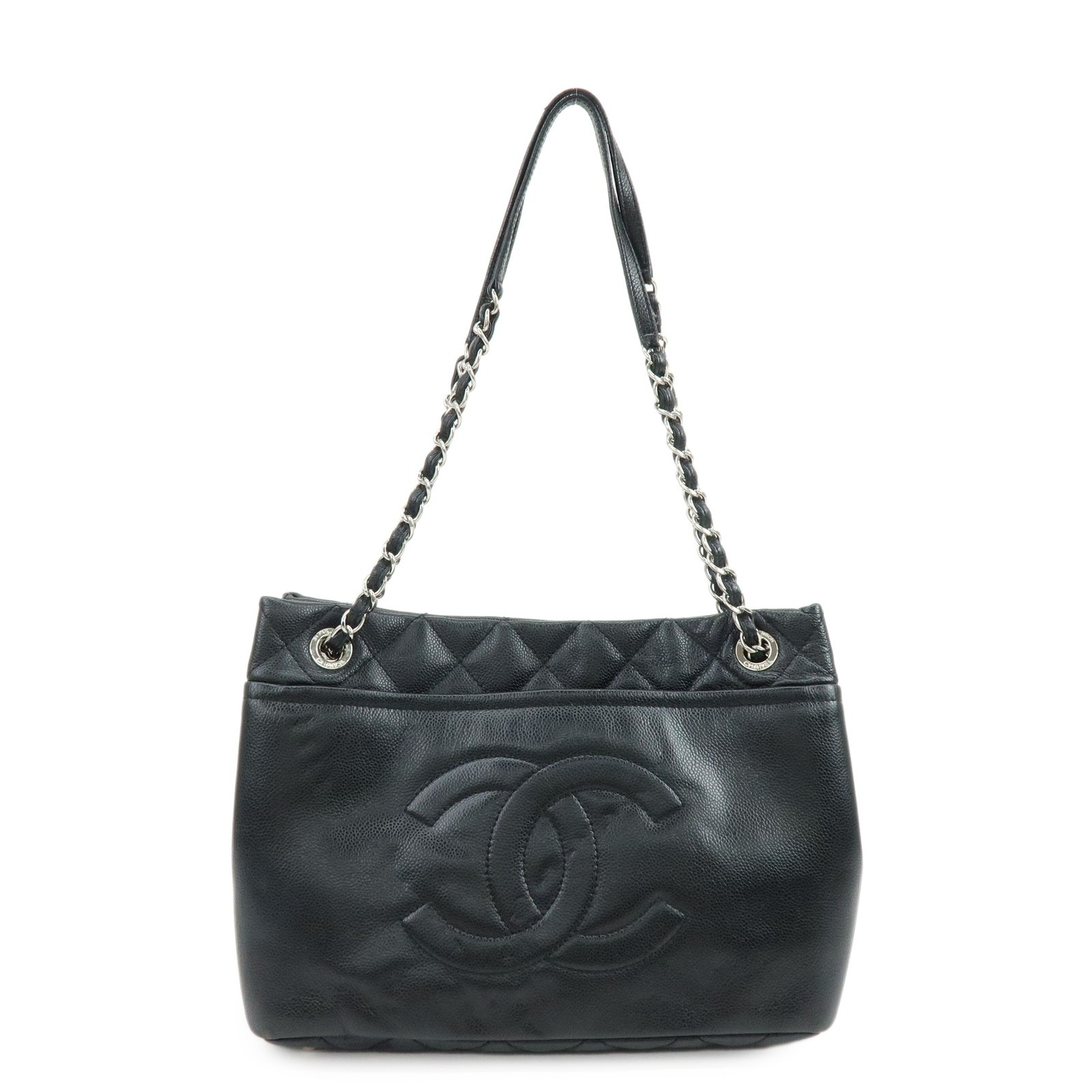 Chanel Timeless Cc Soft Caviar Black Leather Tote Bag Bag (Pre-Owned)