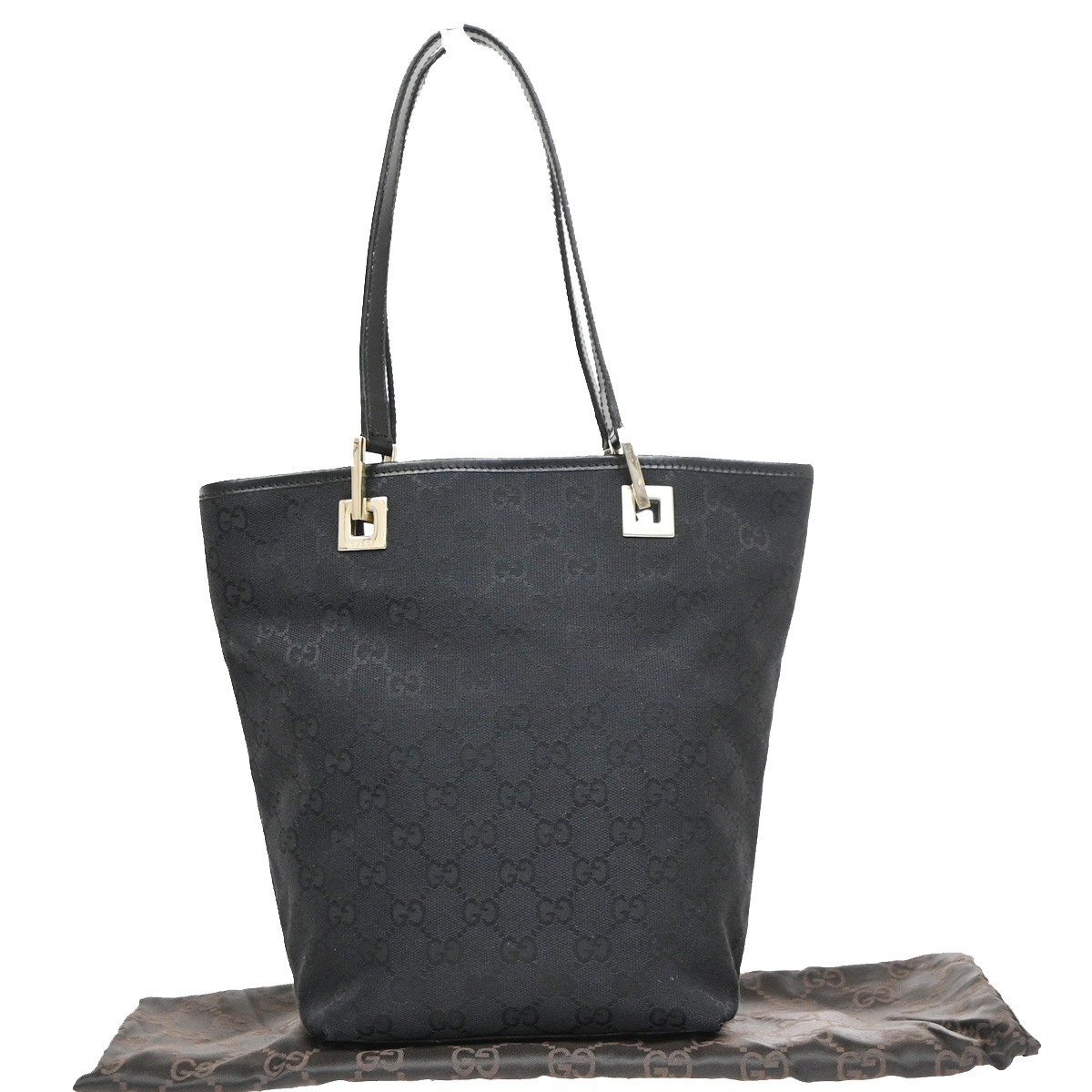 Gucci Vintage Bucket Shopping Gg Canvas Black Canvas Tote Bag Bag (Pre-Owned)