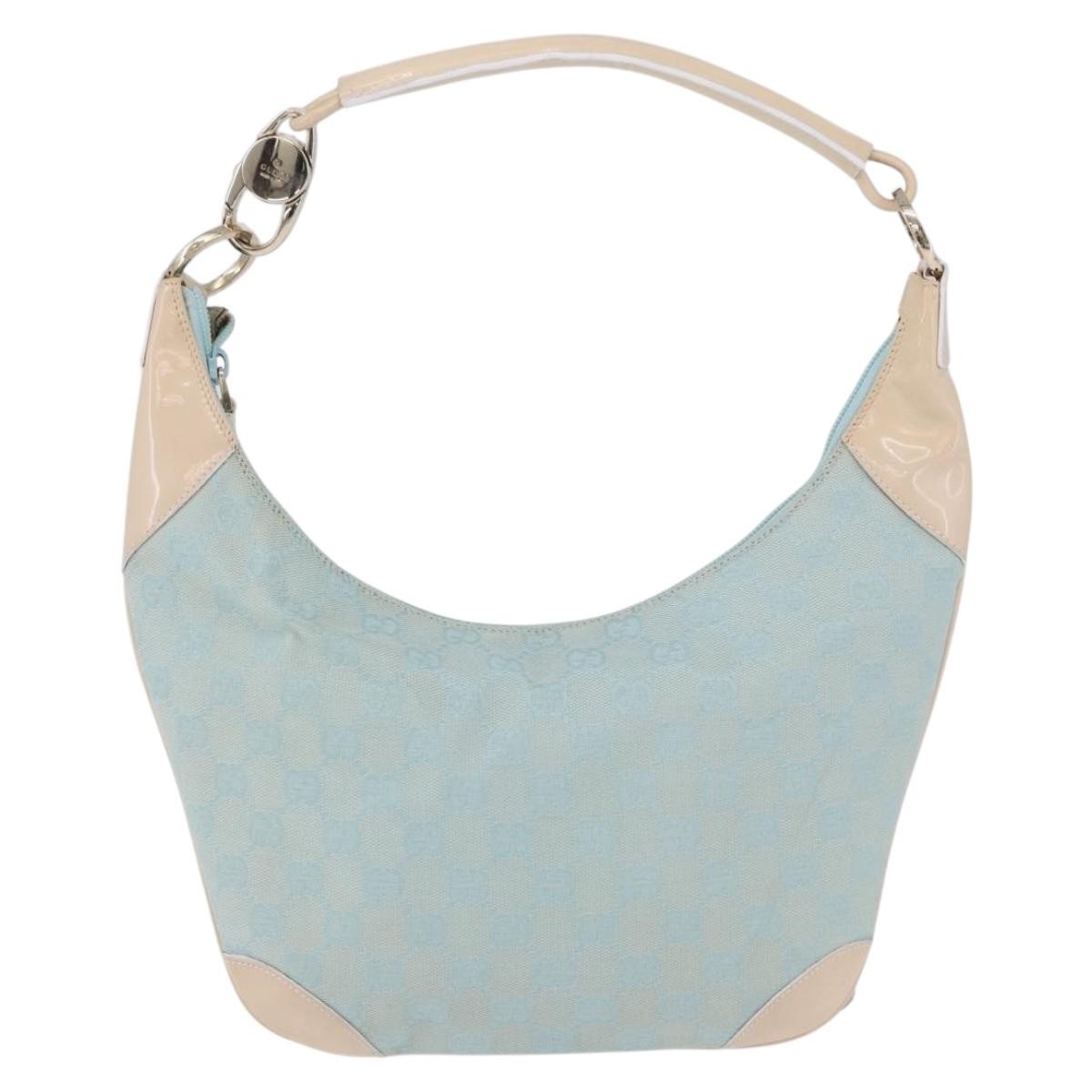 Gucci Vintage Zip Hobo Gg Canvas And Patent Blue Canvas Shoulder Bag Bag (Pre-Owned)