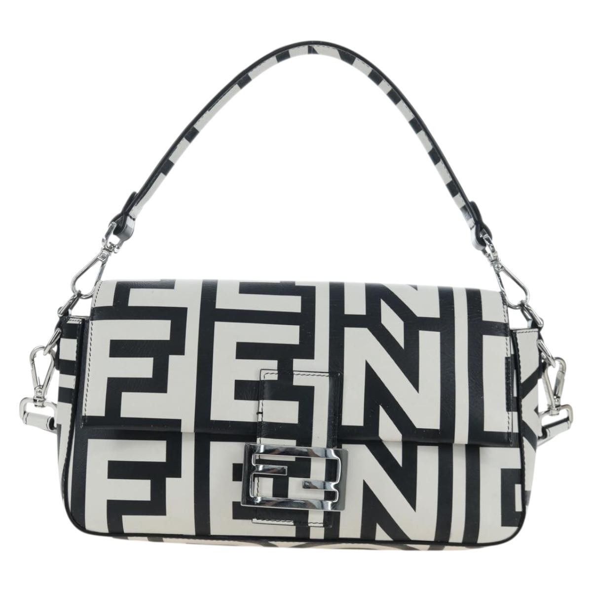 Fendi X Marc Jacobs Baguette Nm Printed Leather Black Leather Handbag (Pre-Owned)