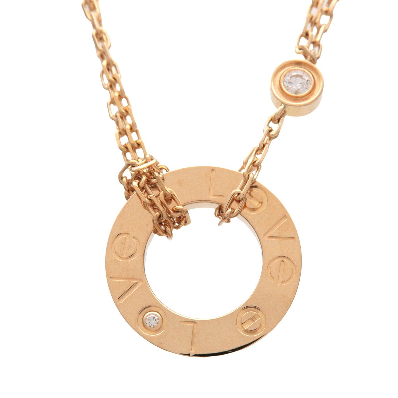 Cartier 2 Diamonds Love Pendant 18K Yellow Gold And Diamonds Gold Yellow_Gold Necklace Jewelry (Pre-Owned)