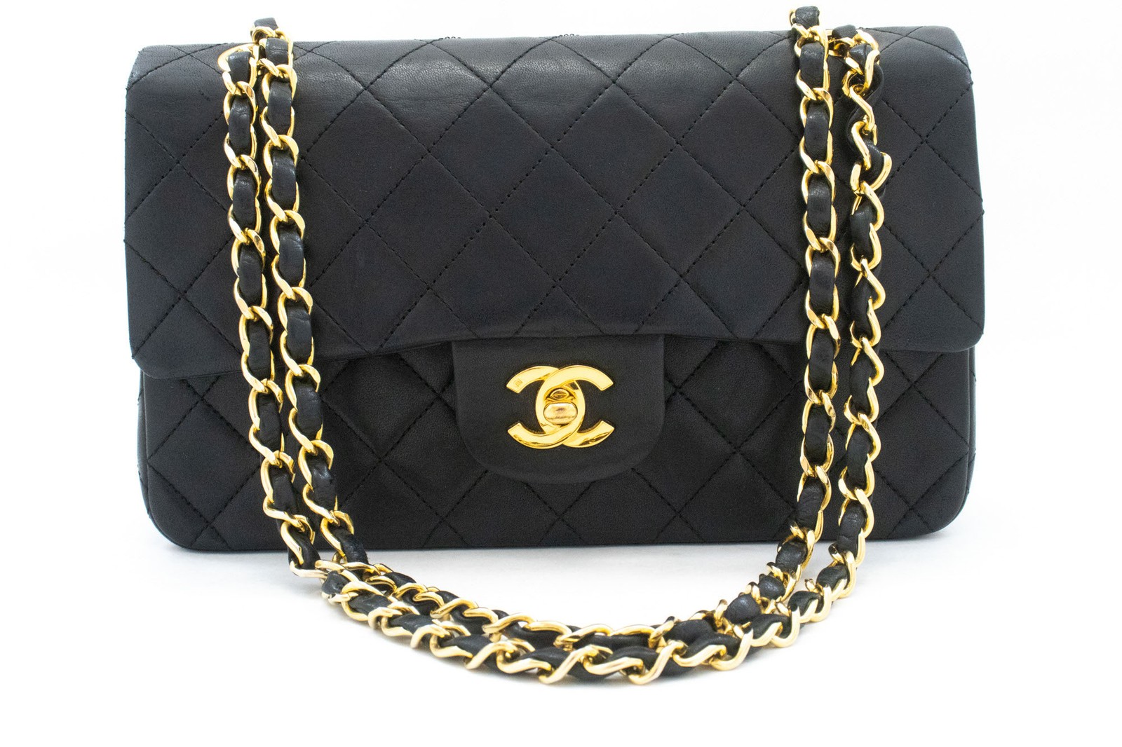 Chanel Cc Flap Quilted Classic Flap Motif Printed Nylon Black Leather Crossbody Bag Bag (Pre-Owned)