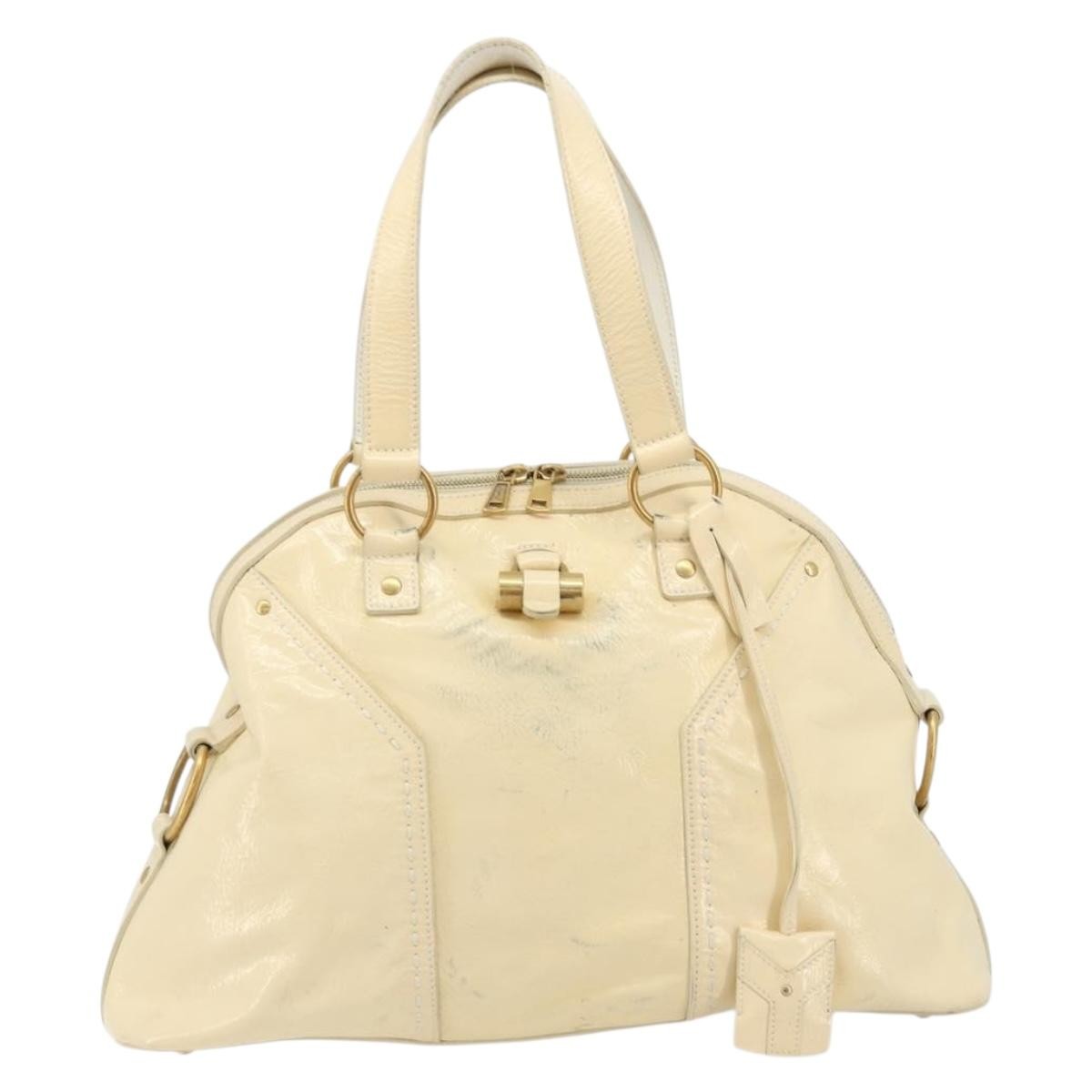 Saint Laurent Muse Leather White Patent_Leather Shoulder Bag Bag (Pre-Owned)