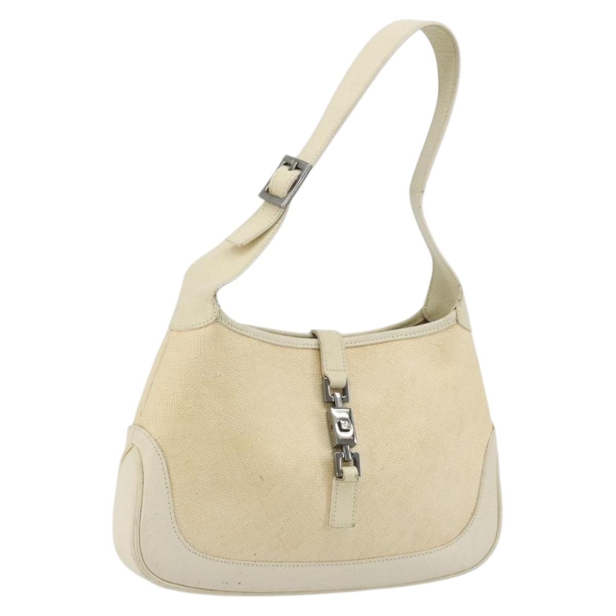 Gucci Vintage Gg Canvas And Leather Beige Canvas Handbag (Pre-Owned)