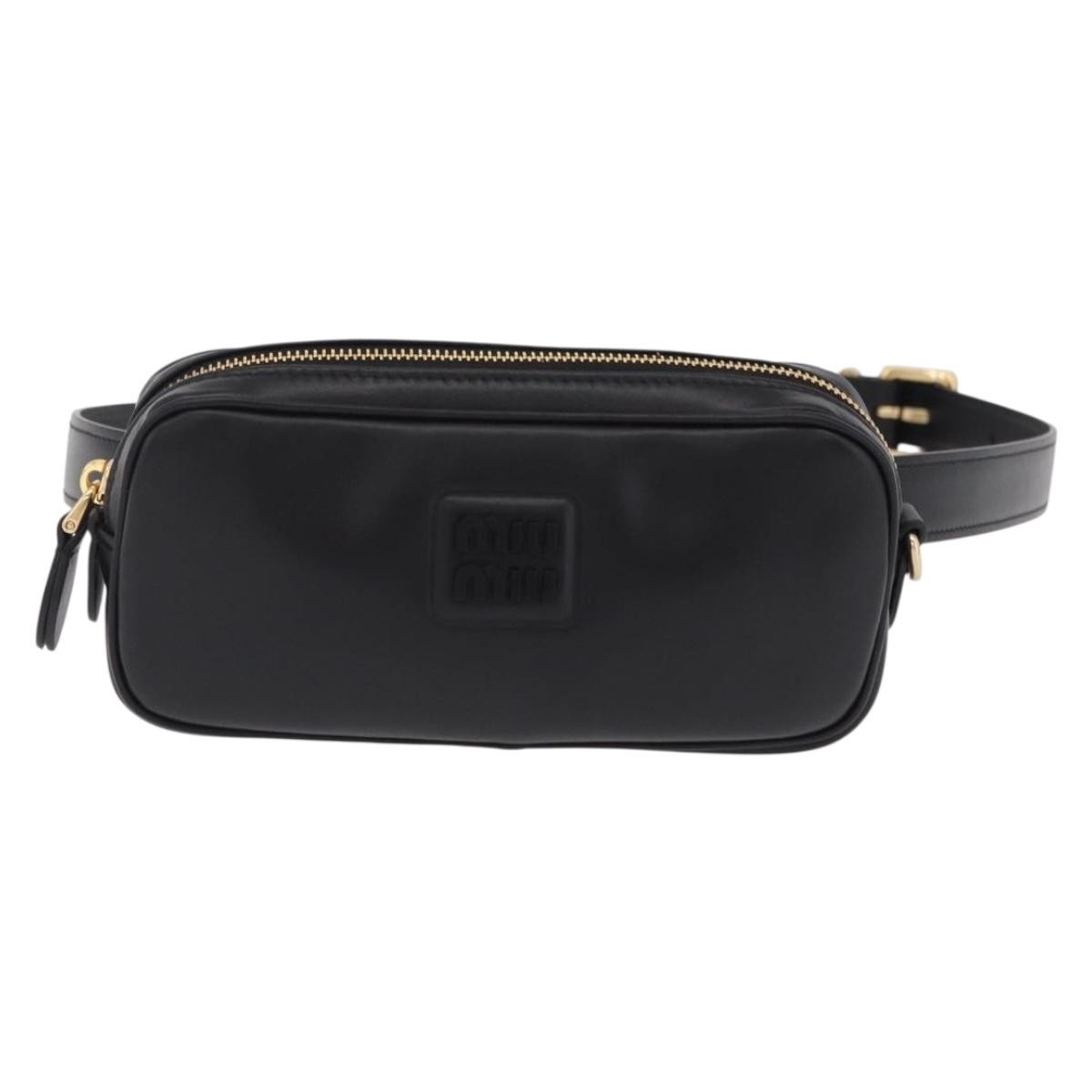 Miu Miu Arcadie Camera Leather Black Leather Handbag (Pre-Owned)
