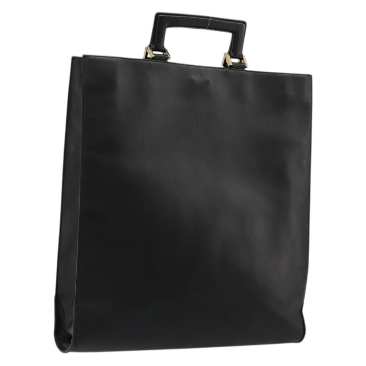 Gucci Vintage Gg Canvas With Leather Black Leather Tote Bag Bag (Pre-Owned)