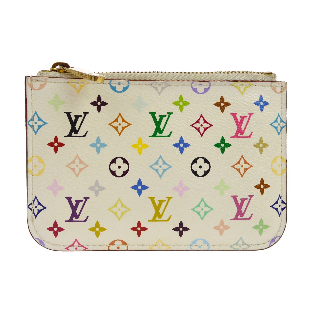 Louis Vuitton Pochette Clés Nm Monogram Multicolor Canvas White Calfskin Wallets Accessory (Pre-Owned)