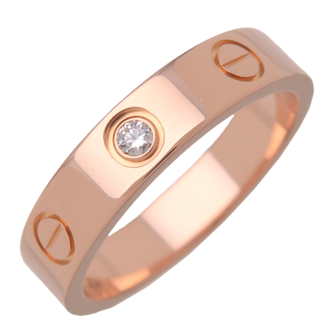 Cartier Love Wedding Band 1 Diamond 18K Rose Gold With Diamond Pink Rose_Gold Ring Jewelry (Pre-Owned)