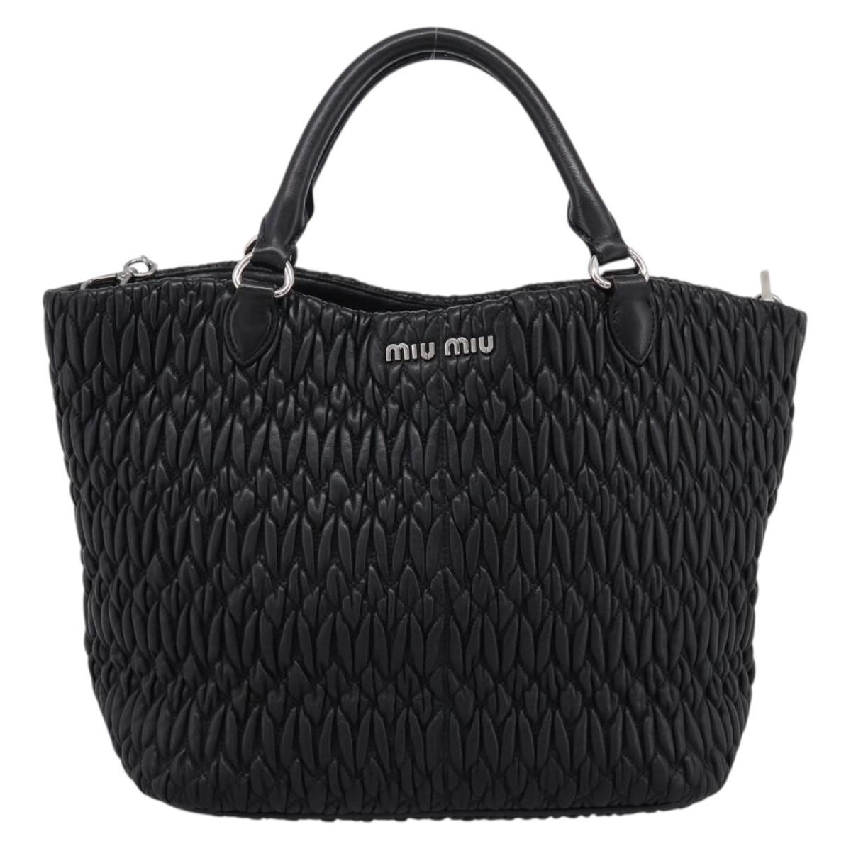 Miu Miu Shopper Matelasse Leather Black Leather Tote Bag Bag (Pre-Owned)