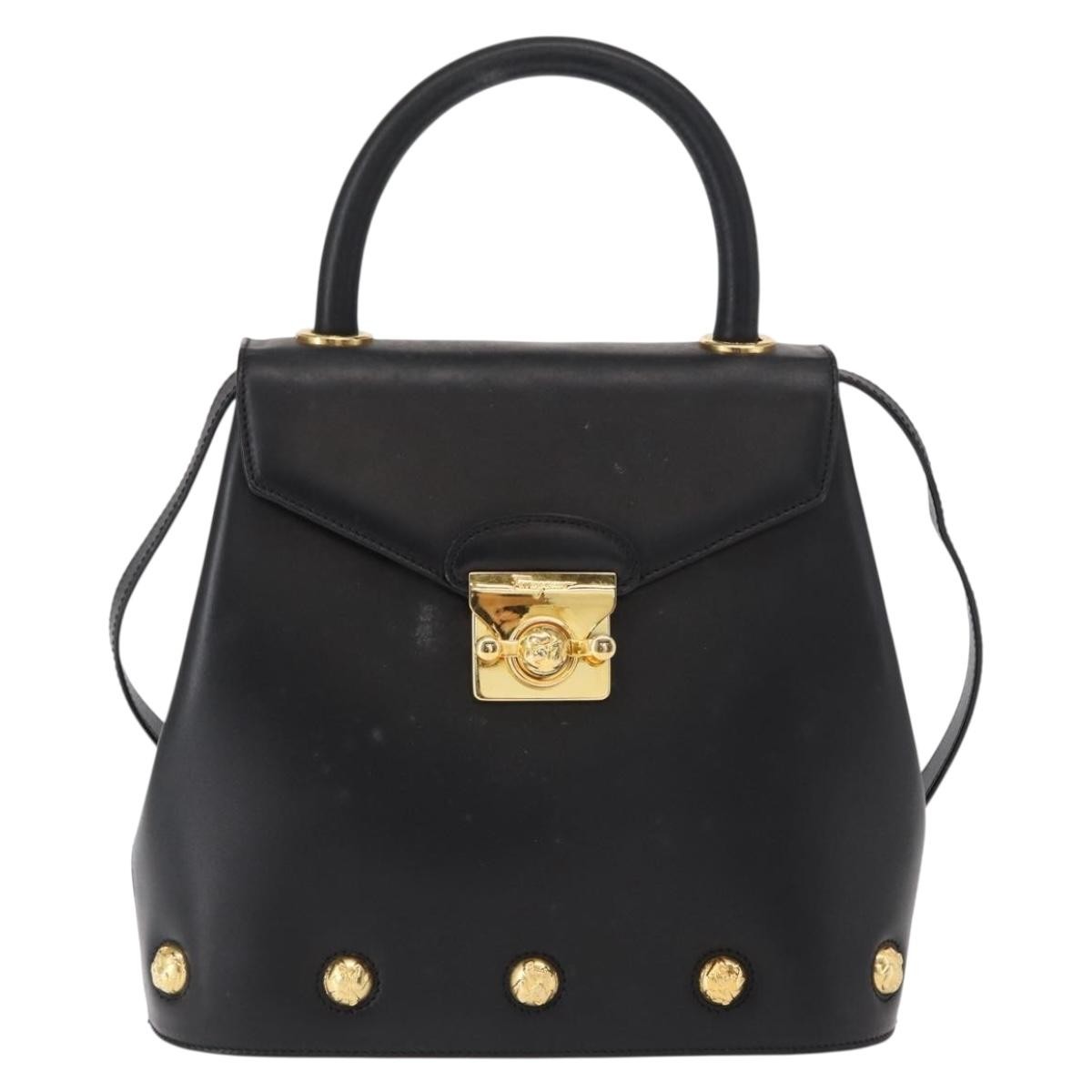 Salvatore Ferragamo Vintage Leather Black Leather Handbag (Pre-Owned)