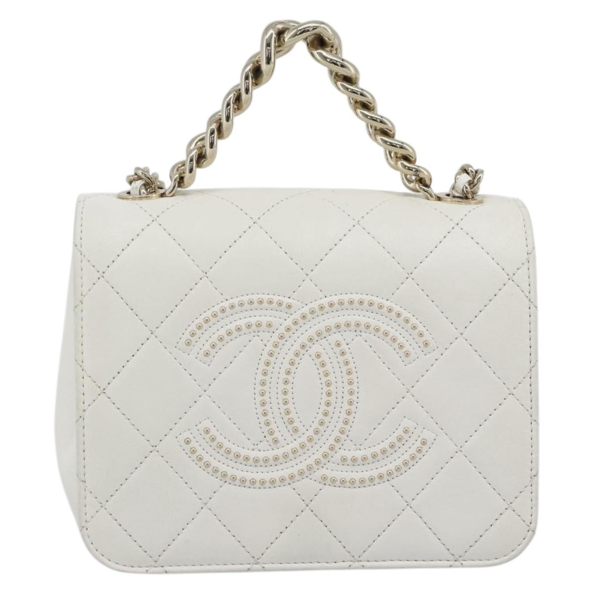 Chanel Beauty Begins Flap Quilted Lambskin White Leather Shoulder Bag Bag (Pre-Owned)