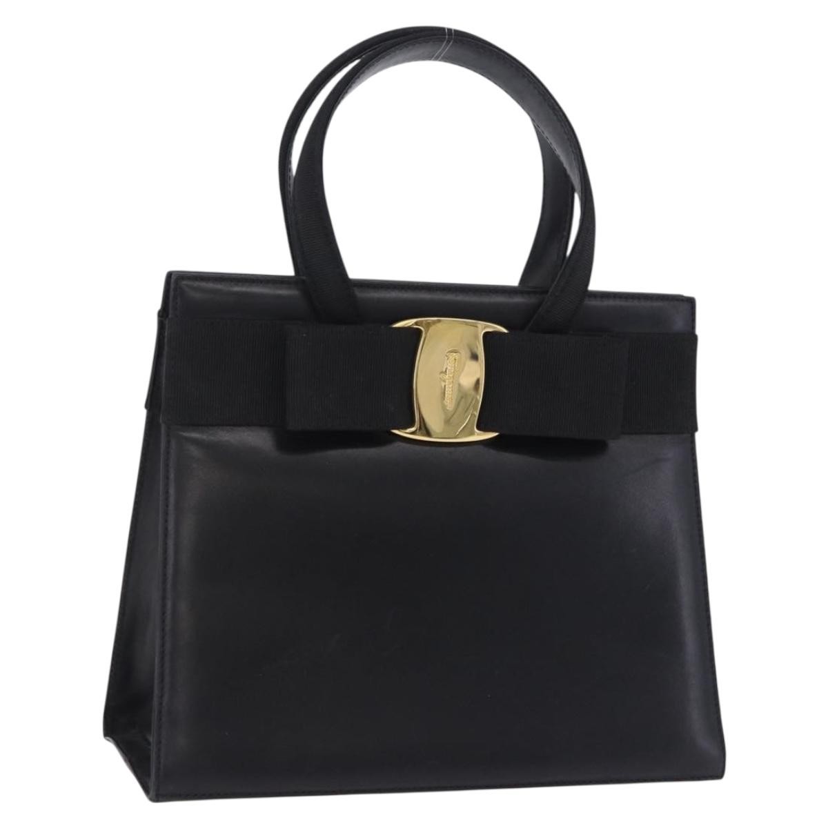 Salvatore Ferragamo Convertible Vara Bow Leather Black Leather Tote Bag Bag (Pre-Owned)
