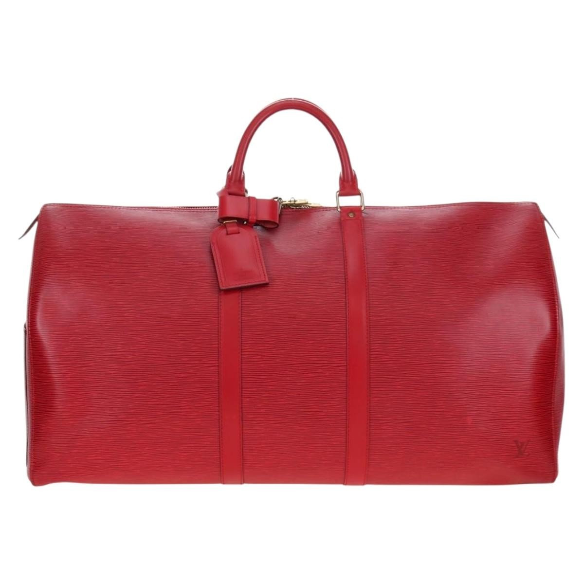Louis Vuitton Keepall Epi Leather Red Leather Travel Bag Bag (Pre-Owned)
