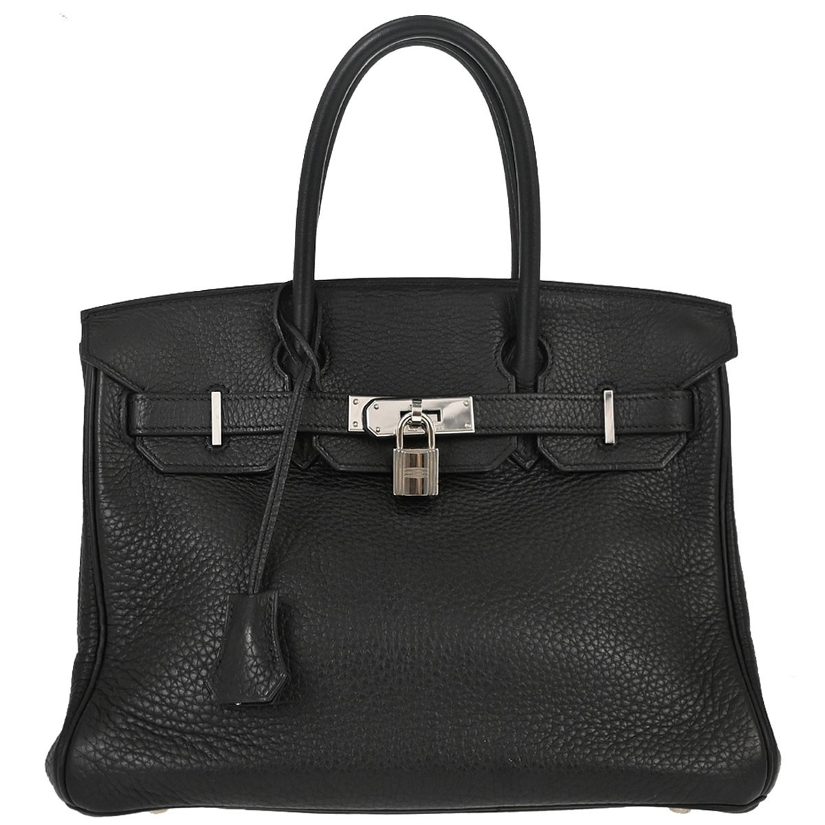 Hermes Birkin Black Clemence With Palladium Hardware Black Leather Handbag (Pre-Owned)