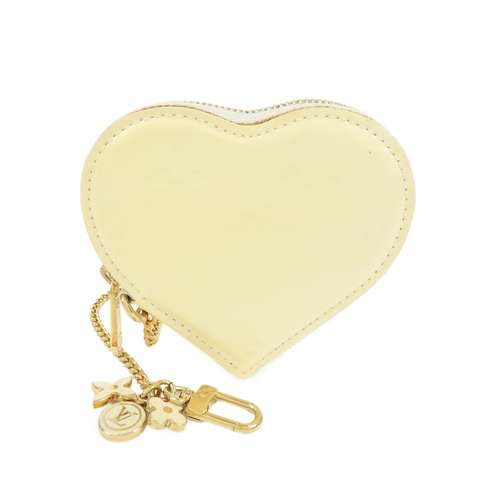 Louis Vuitton Heart Coin Purse Monogram Vernis Beige Patent_Leather Clutche & Pouche Bag (Pre-Owned)