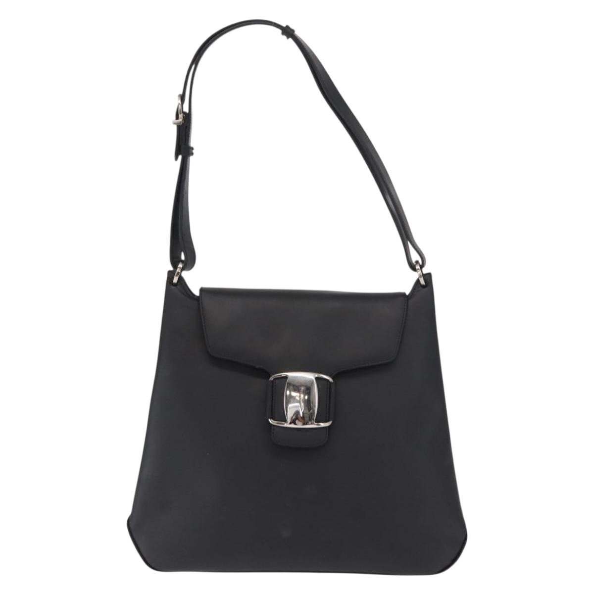 Salvatore Ferragamo Vala Leather Black Leather Shoulder Bag Bag (Pre-Owned)