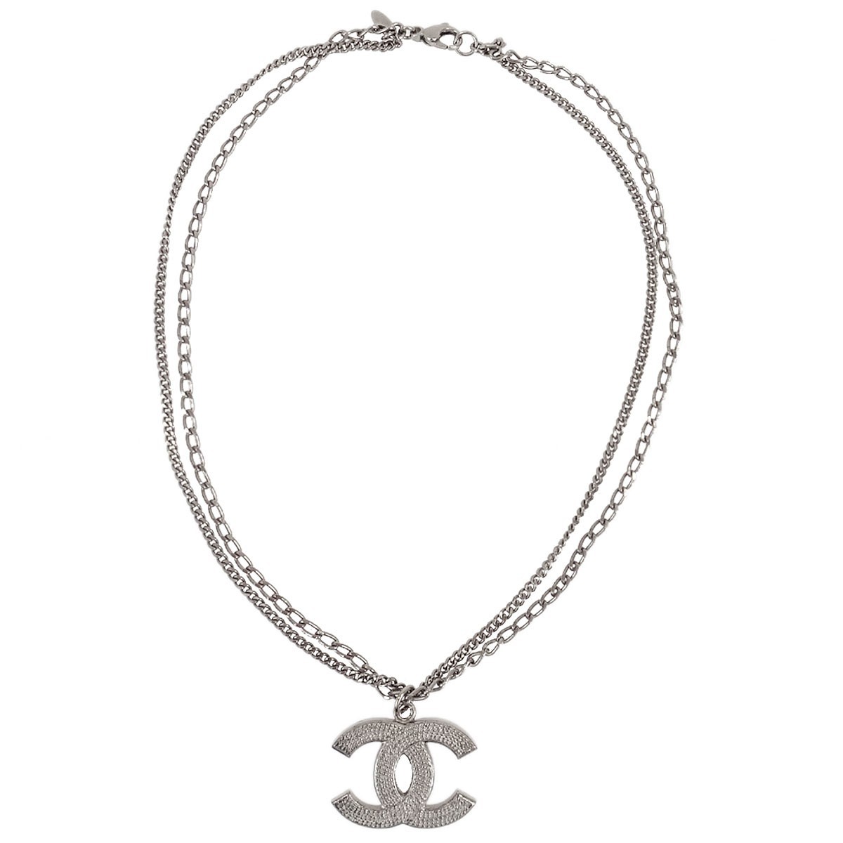 Chanel Quilted Cc Pendant Chain Metal Silver Silver_Plated Necklace Jewelry (Pre-Owned)