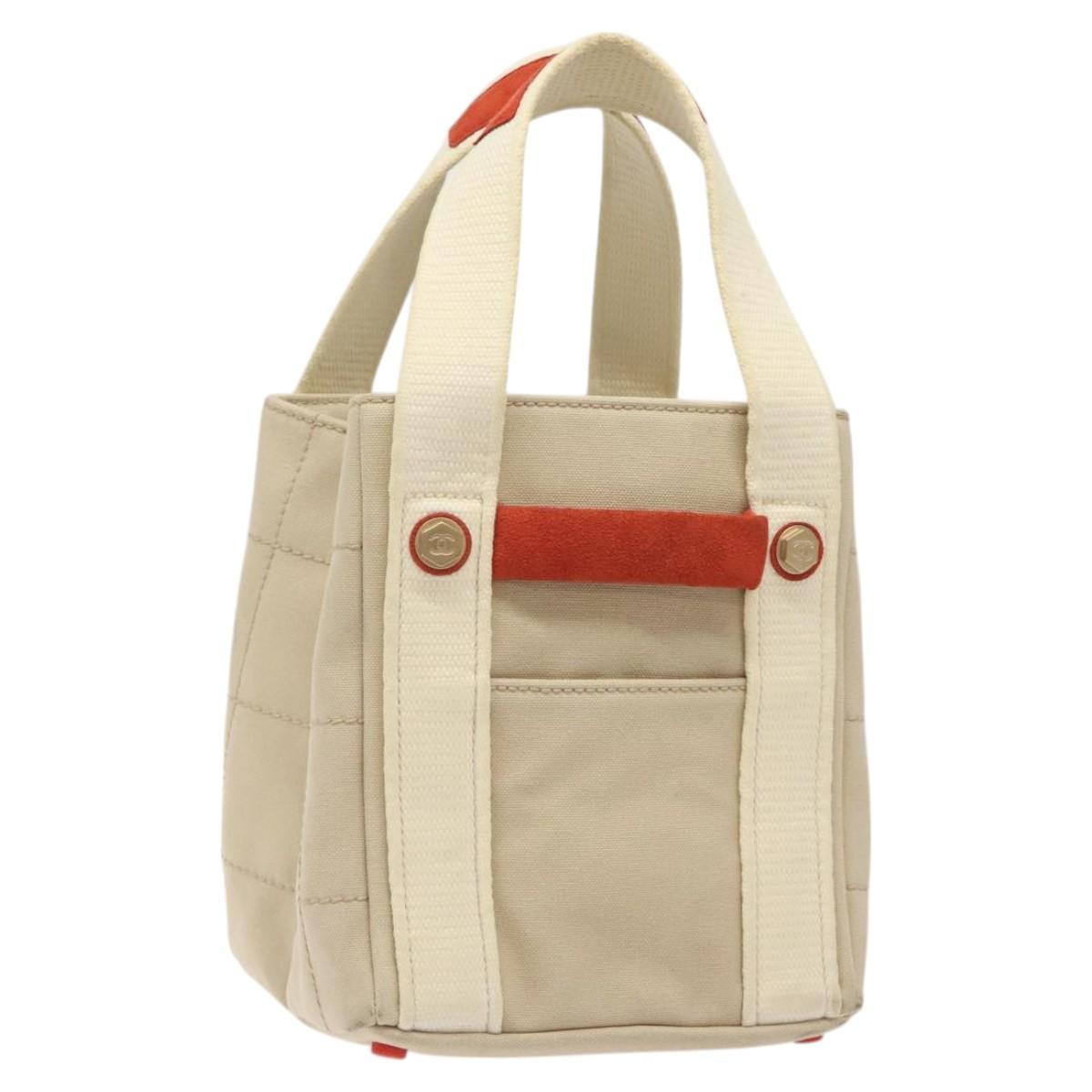 Chanel Chocolate Bar Coco Mark Canvas Beige Canvas Tote Bag Bag (Pre-Owned)