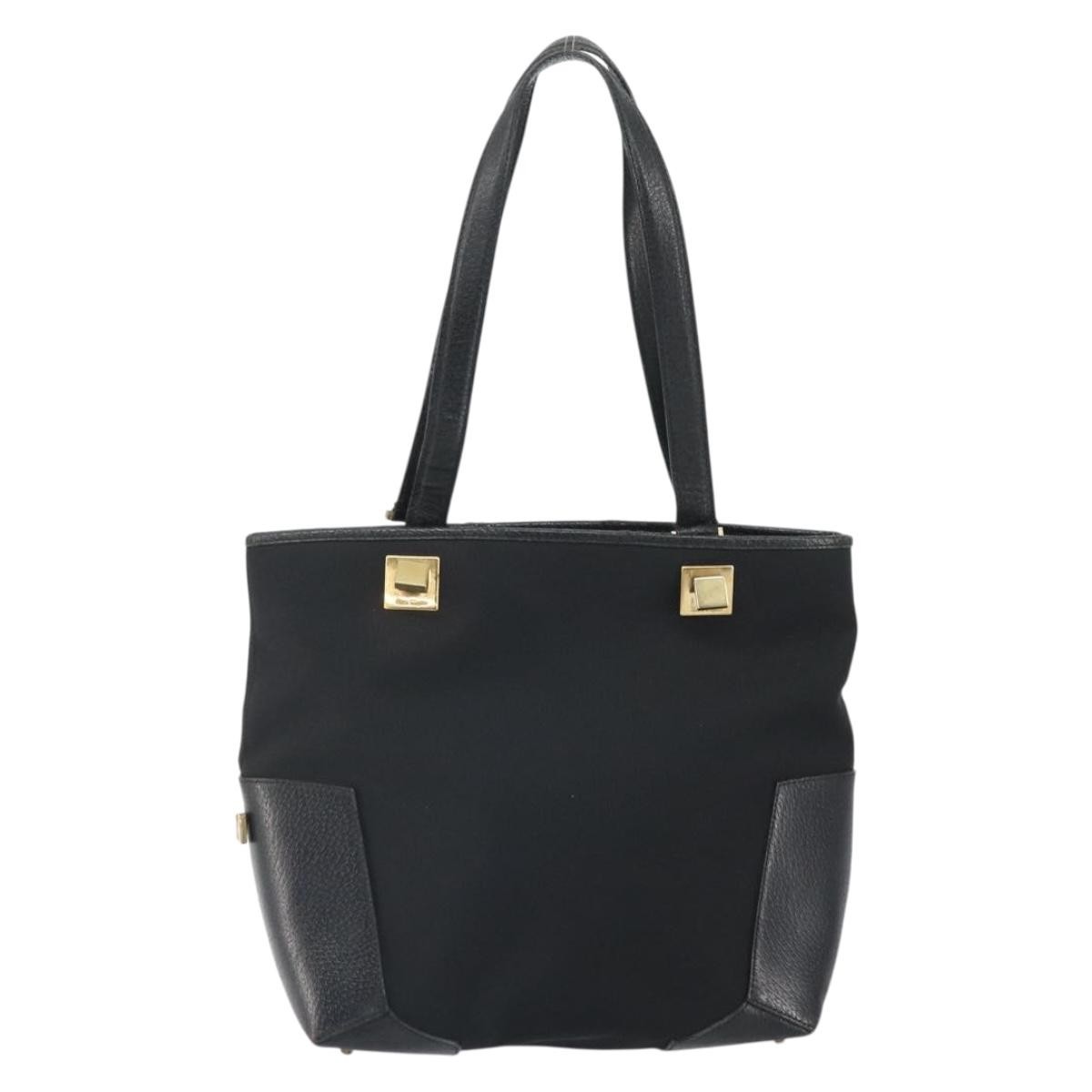 Salvatore Ferragamo Vintage Canvas Black Canvas Tote Bag Bag (Pre-Owned)