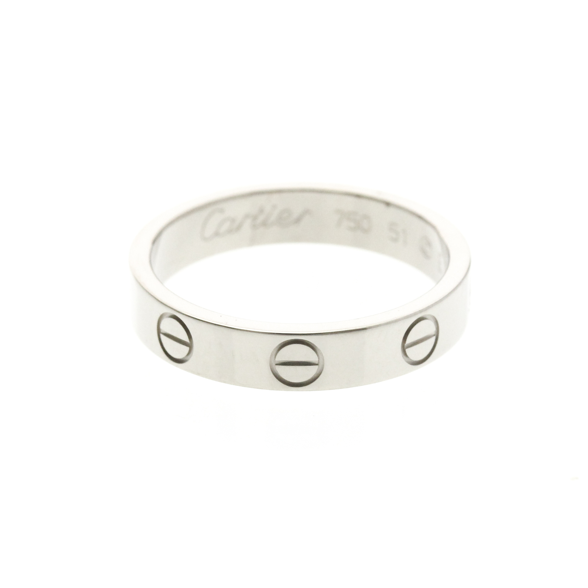 Cartier Love Band 18K White Gold Silver White_Gold Ring Jewelry (Pre-Owned)