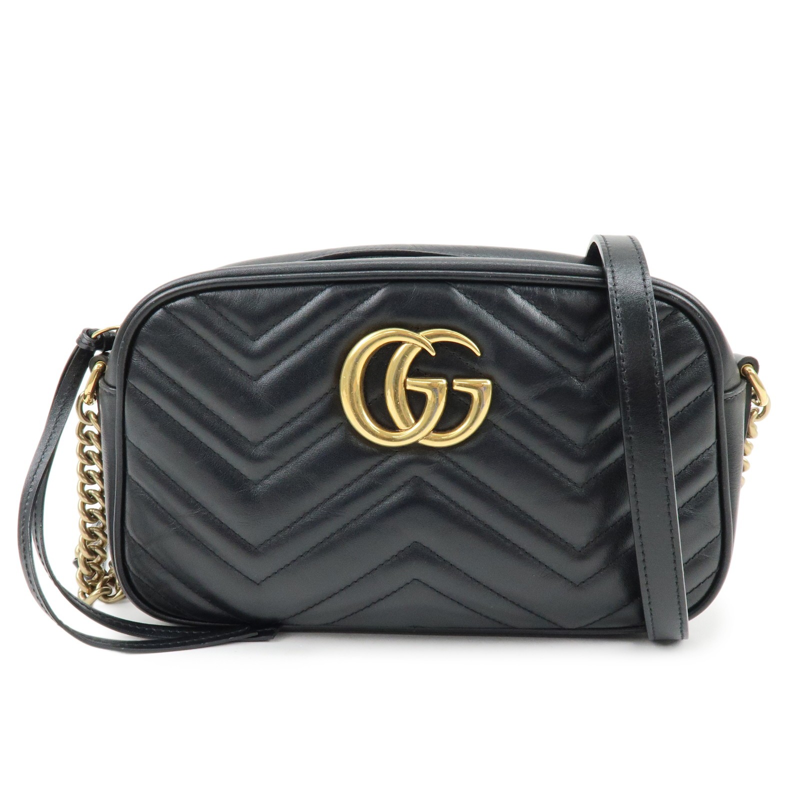 Gucci Gg Marmont Matelasse Leather Black Leather Shoulder Bag Bag (Pre-Owned)