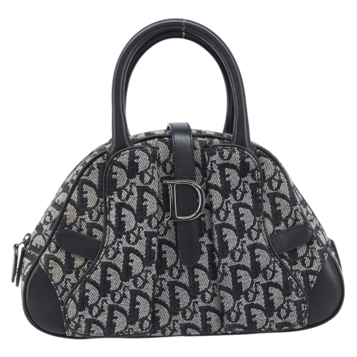 Christian Dior Trotter Double Saddle Canvas Black Canvas Handbag (Pre-Owned)