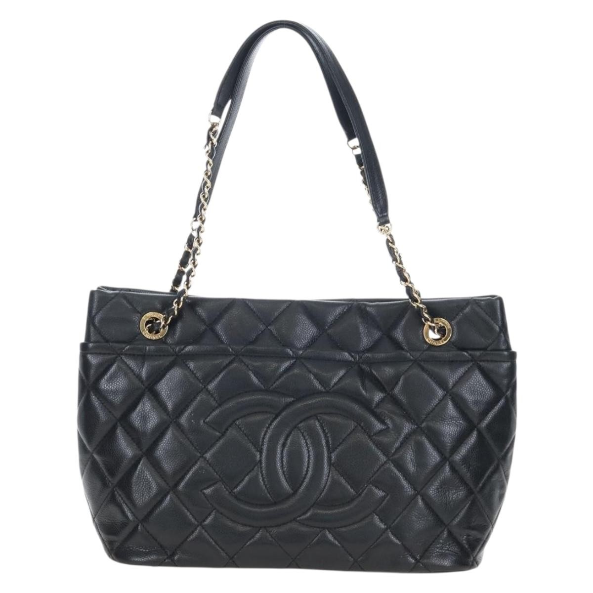 Chanel Timeless Cc Shopping Quilted Caviar Black Leather Tote Bag Bag (Pre-Owned)