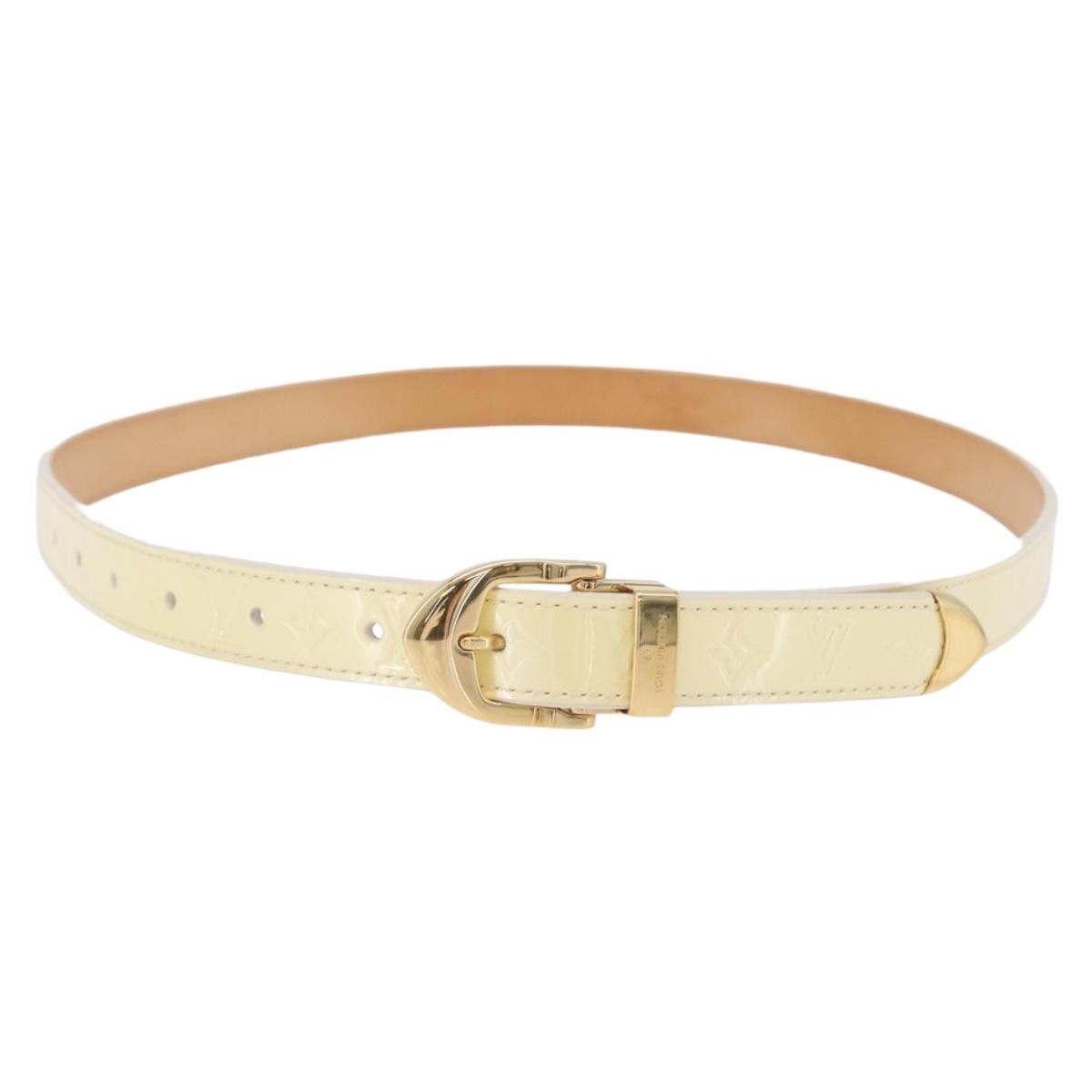 Louis Vuitton Vernis Belt Lv Monogram Vernis Beige Patent_Leather Belts Accessory (Pre-Owned)