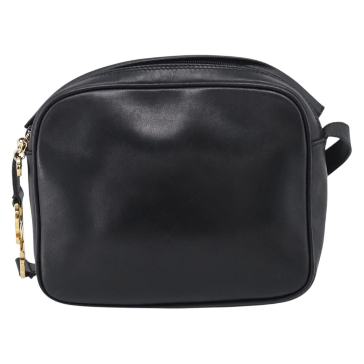 Salvatore Ferragamo Gancini Leather Black Leather Crossbody Bag Bag (Pre-Owned)