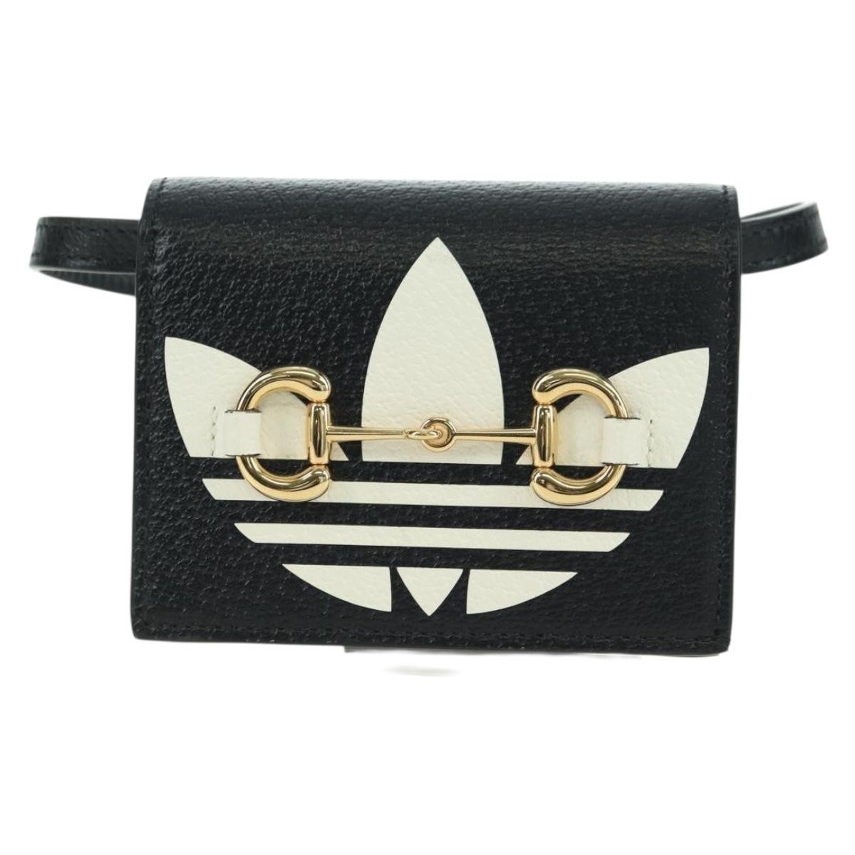 Gucci X Adidas Horsebit Flap Card Case On Strap Leather Black Leather Crossbody Bag Bag (Pre-Owned)