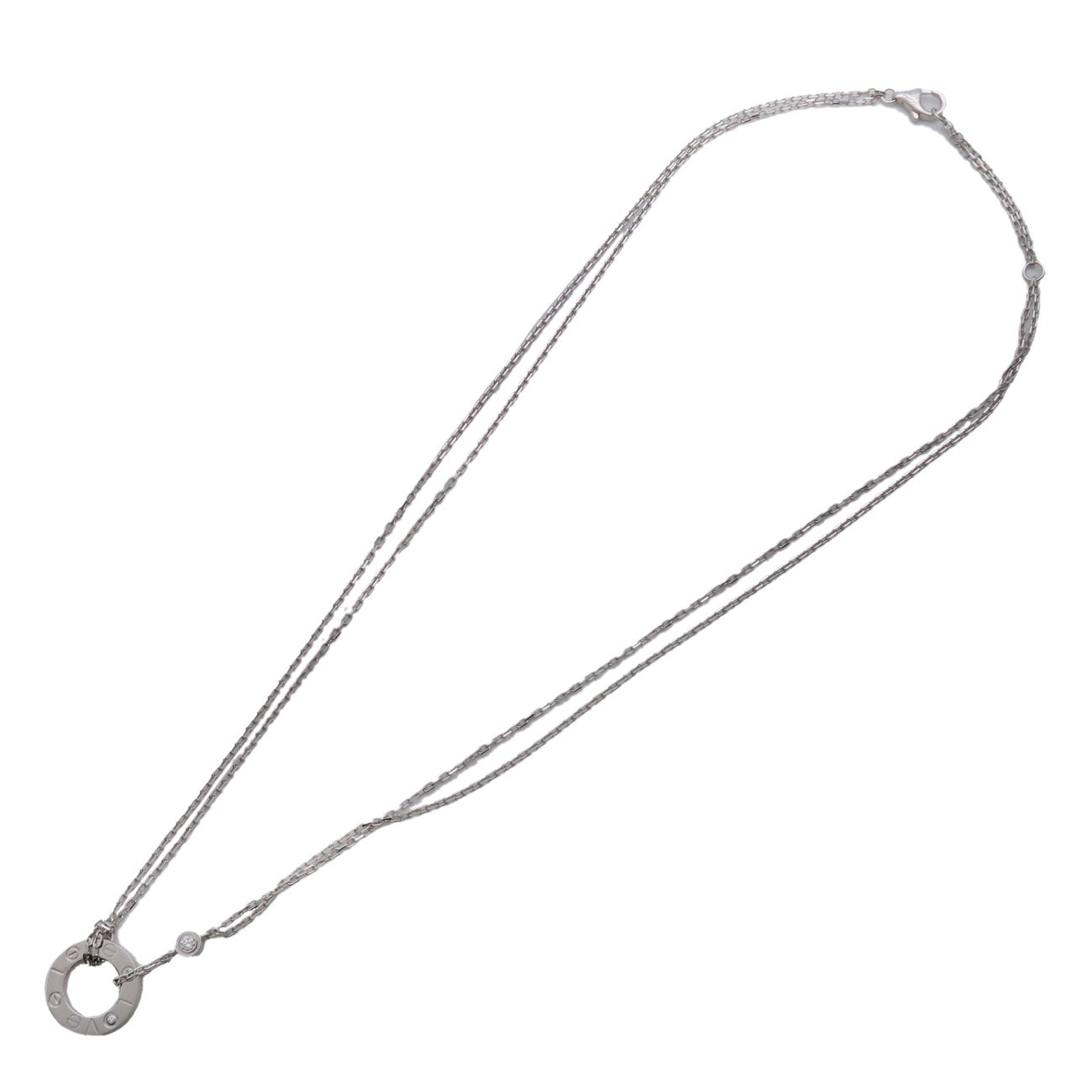 Cartier 2 Diamonds Love Pendant 18K White Gold With Diamonds White White_Gold Necklace Jewelry (Pre-Owned)
