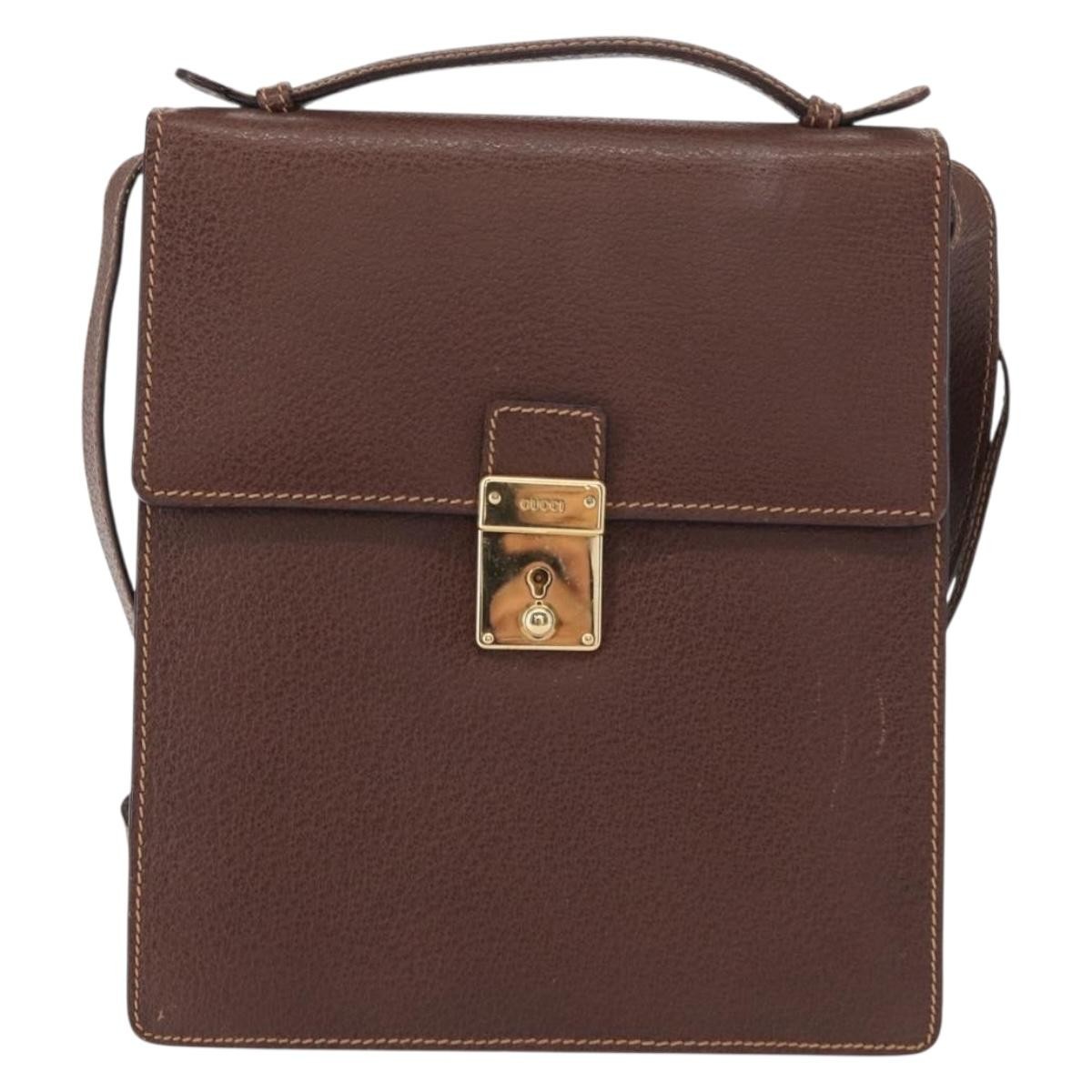 Gucci Vintage Gg Canvas And Leather Brown Leather Shoulder Bag Bag (Pre-Owned)