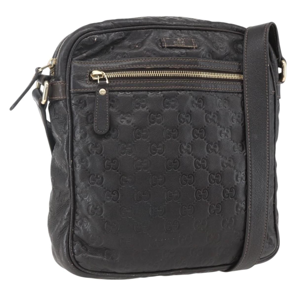 Gucci Front Zip Messenger Guccissima Leather Brown Leather Shoulder Bag Bag (Pre-Owned)