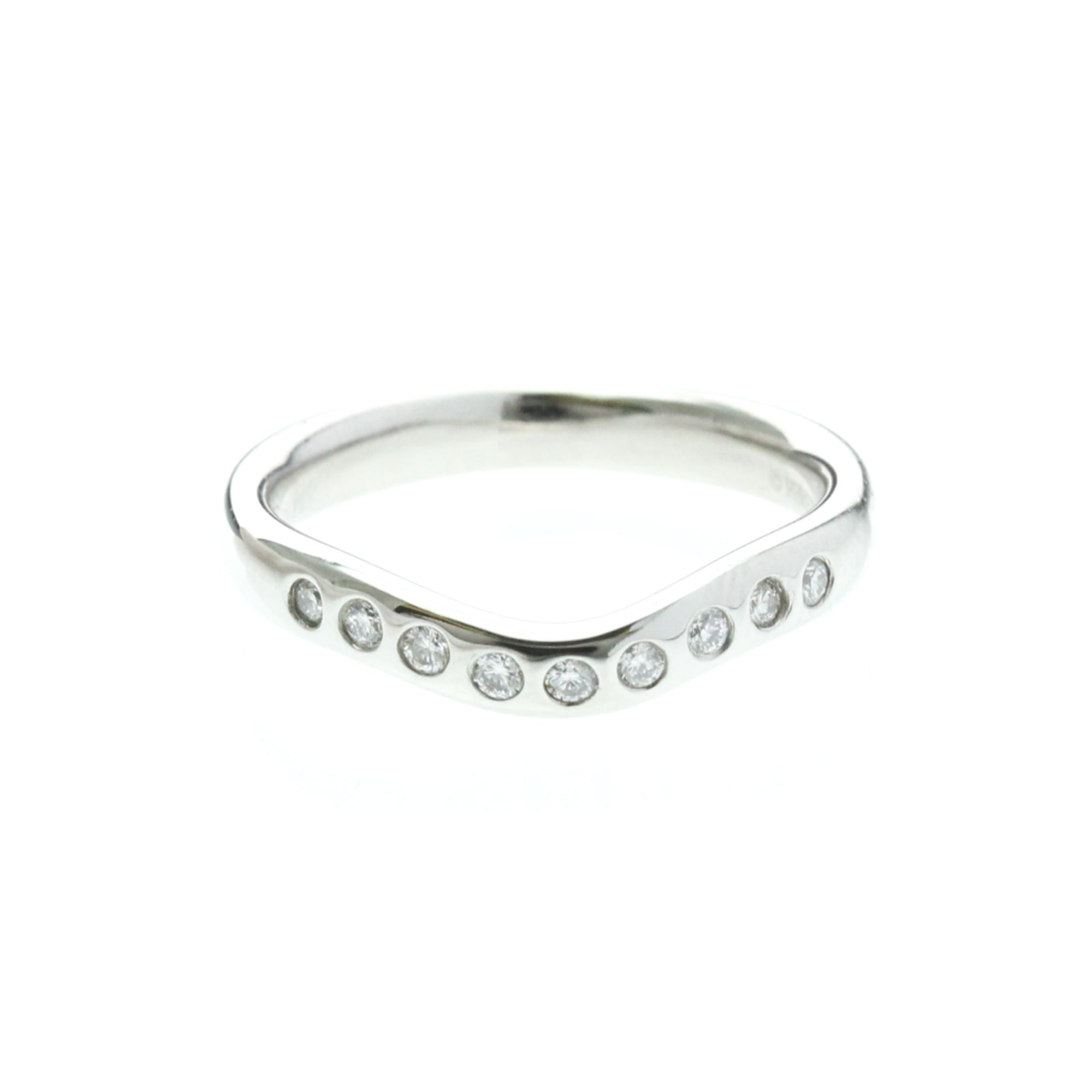 Tiffany & Co. Elsa Peretti Curved Wedding Band Platinum With Diamonds Silver Platinum Ring Jewelry (Pre-Owned)